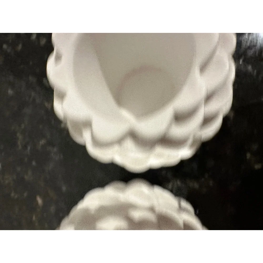 2 White Ceramic Pinecone Shaped Votive Holders